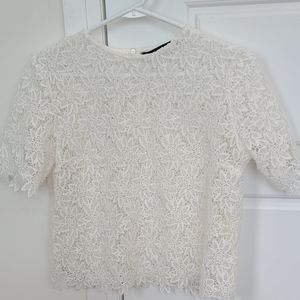 Zara White Lace Top